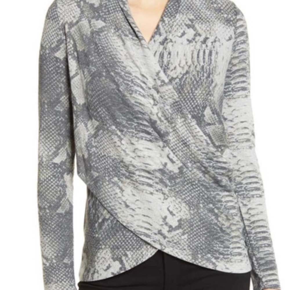 1. State Surplice V-Neck Graphic Python Print Lon… - image 5
